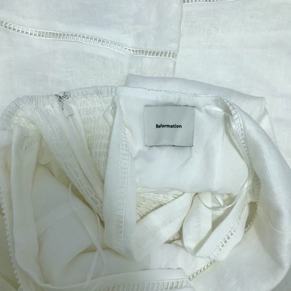 “Sale” Reformation Everett Linen Dress in White - Picture 4 of 5